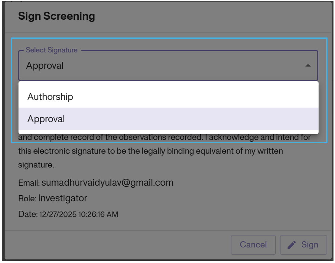 Select Approval Role